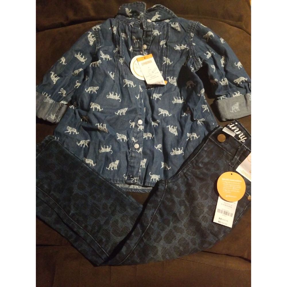 Gymboree right meow top jeans 5 nwt